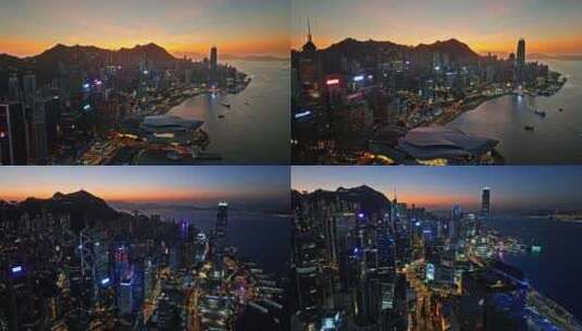香港日落航拍4k高清在线视频素材下载