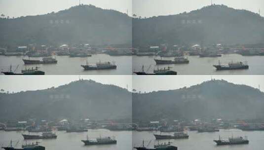 宁波象山石浦镇渔船渔村海景空镜高清在线视频素材下载