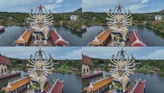 泰国苏梅岛海岛千手观音庙高清在线视频素材下载