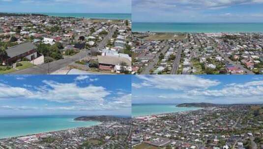 延时航拍新西兰奥玛鲁海岸风光高清在线视频素材下载