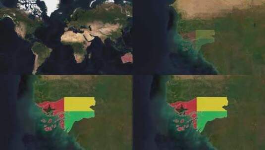 几内亚比绍国旗地图高清在线视频素材下载