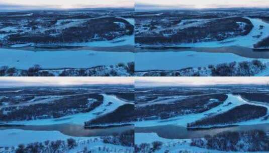 春分时节的呼伦贝尔不冻河高清在线视频素材下载