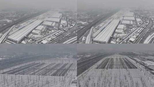 武汉铁路武汉动车段【雪景长镜头】高清在线视频素材下载