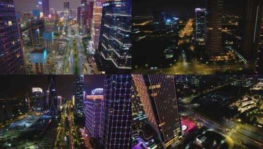 杭州萧山区钱江世纪城夜景延时高清在线视频素材下载