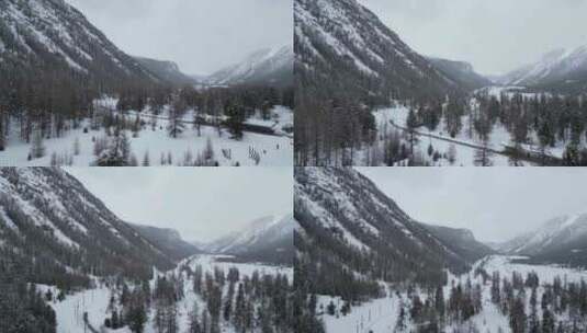 航拍山林雪景高清在线视频素材下载