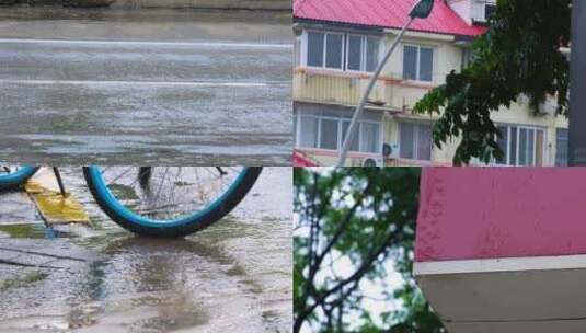 下暴雨下大雨下雨天雨水雨滴街景街道街头高清在线视频素材下载