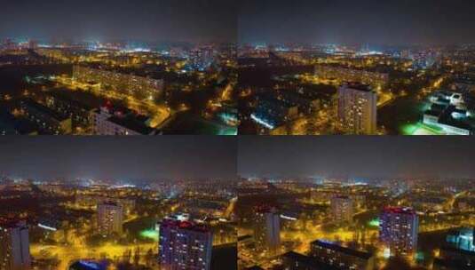 波兰华沙夜景航拍【5K]高清在线视频素材下载