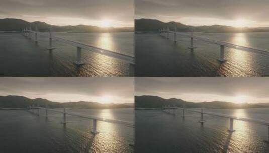 现代桥梁横跨蓝海，连接地中海国家的岛屿。高清在线视频素材下载