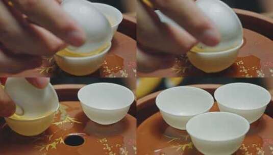 潮州工夫茶功夫茶单从三个杯潮汕3480高清在线视频素材下载