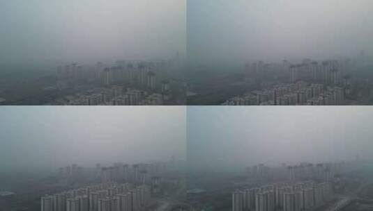 城市雾霾、雾气笼罩城市建筑高清在线视频素材下载