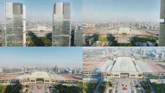 河南郑州东站火车高铁站航拍高清在线视频素材下载