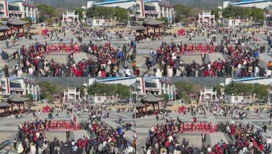 郴州苏仙岭福地广场元宵节航拍高清在线视频素材下载