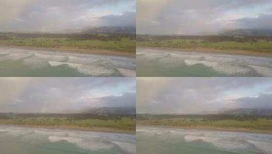 海边的彩虹和暴风雨云高清在线视频素材下载