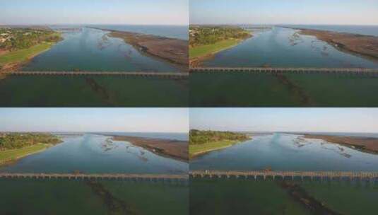 人行桥上空的Ria Formosa自然保高清在线视频素材下载