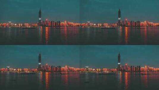 武汉江滩夜景航拍709高清在线视频素材下载