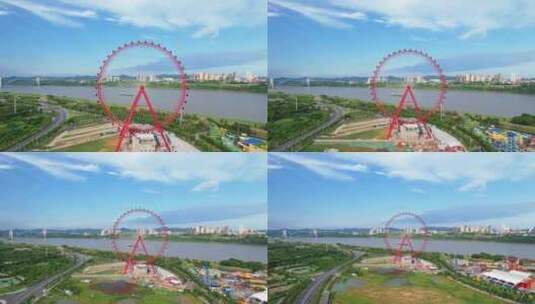 中国湘潭城市建筑摩天轮高清在线视频素材下载