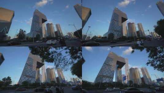 移动仰拍北京CBD全景（源素材）高清在线视频素材下载