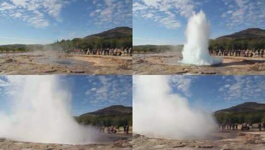 游客等待Strokkur火山爆发高清在线视频素材下载