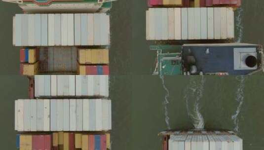 航拍海水巨型集装箱货轮高清在线视频素材下载