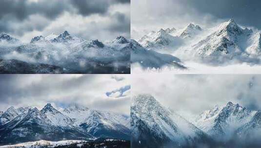 雪山下雪雪山风雪下雪大雪高清在线视频素材下载