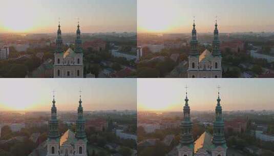 初夏波兹南历史旅游中心和圣弗朗西斯教堂尖高清在线视频素材下载