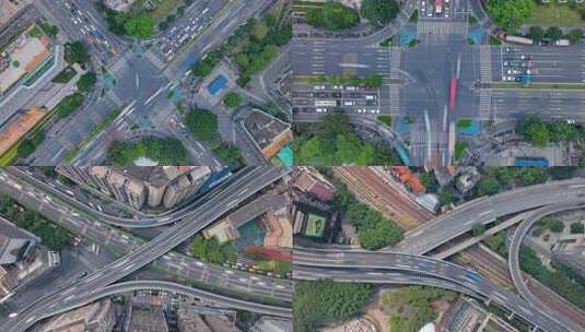 航拍视角下的城市街道十字路口高清在线视频素材下载