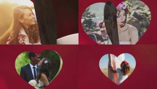 唯美温馨心形翻转的标志婚礼视频开场AE模板高清AE视频素材下载