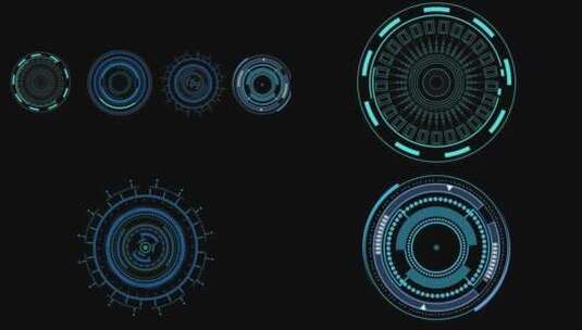 四种科技背景HUD元素高清AE视频素材下载