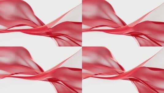 流动的红色布料飘动的红旗3D渲染高清在线视频素材下载