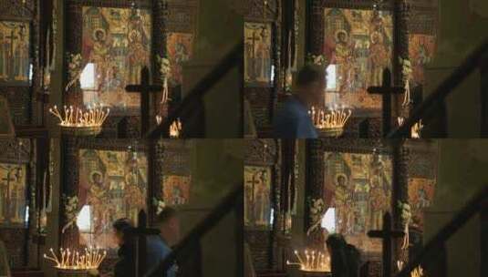 东正教堂内部装饰高清在线视频素材下载