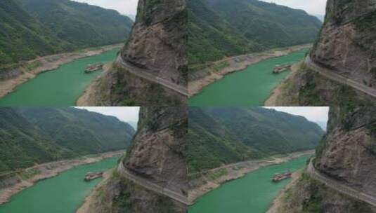 航拍重庆武隆乌江百里画廊自然风光高清在线视频素材下载