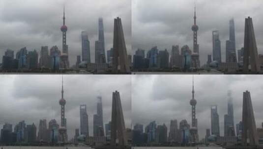 shanghai 从外滩看台风中的东方明珠塔高清在线视频素材下载