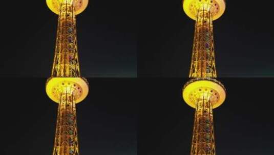 夜晚的哈尔滨龙塔航拍素材高清在线视频素材下载