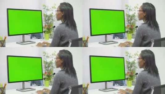 用电脑工作的女性高清在线视频素材下载