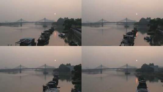 黄昏落日时分的江河高清在线视频素材下载