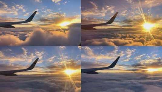 空中拍摄夕阳-兰州飞上海高清在线视频素材下载