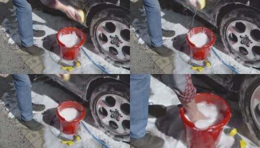 汽车美容清洗洗车打蜡抛光除尘高清在线视频素材下载