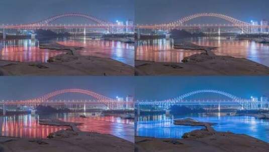 重庆朝天门长江大桥夜景高清在线视频素材下载