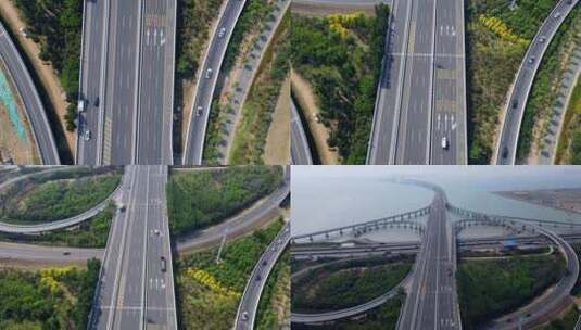 4k 航拍青岛胶州湾跨海大桥高速公路特写高清在线视频素材下载