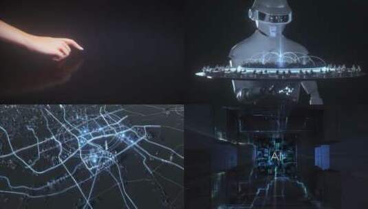 人工智能芯片城市大数据 3D动画视频素材高清在线视频素材下载