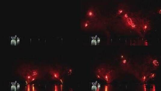 夜空中的烟花背景舞台背景节日节气高清在线视频素材下载