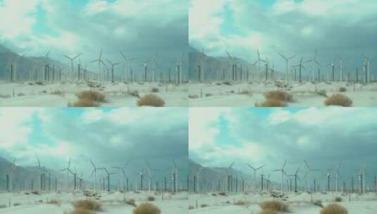 风电 沙漠风力发电 新能源高清在线视频素材下载