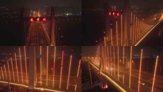 航拍宁波庆丰桥夜景高清在线视频素材下载