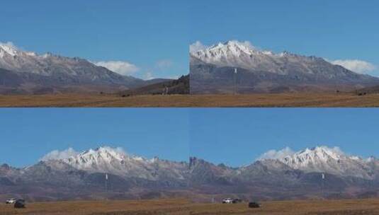 川西秋天的塔公草原和雪山高清在线视频素材下载