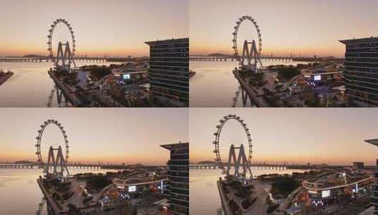 航拍黄昏下的欢乐港湾高清在线视频素材下载