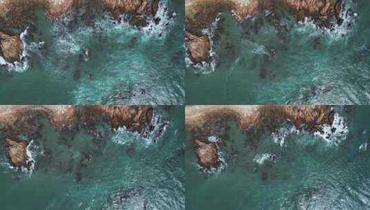 海浪拍打礁石大海浪花礁石高清在线视频素材下载