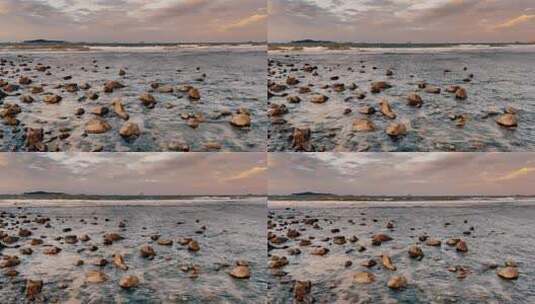 夕阳下的海滩高清在线视频素材下载