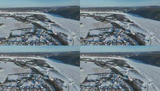原创 冬季黑龙江漠河北极镇航拍景观高清在线视频素材下载