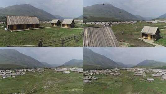 新疆/村庄/鸟类/山水/自然景观航拍高清在线视频素材下载