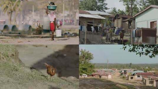 贫困非洲村落高清在线视频素材下载
